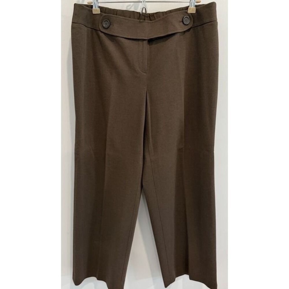 Talbots Woman Petites‎ New Brown Tailored Fit Knit Brown Pants Button 18Wp